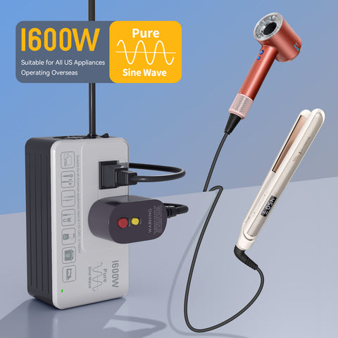 HYTED 1600Watt Voltage Converter 220V to 110V for Any American Appliances such as Hair Dryer, Rice Cooker, Blender, Coffee Maker, Surge Protection, High Power Step Down Transformer US to EU/UK/AU/Asia