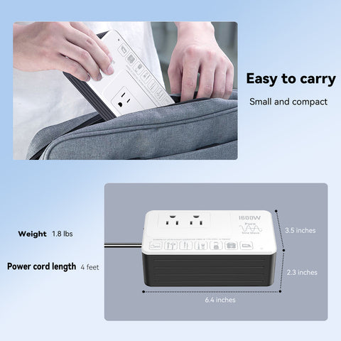 HYTED 1600Watt Voltage Converter 220V to 110V for Any American Appliances such as Hair Dryer, Rice Cooker, Blender, Coffee Maker, Surge Protection, High Power Step Down Transformer US to EU/UK/AU/Asia