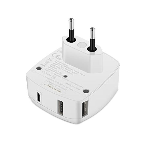 All in ONE Universal Plug Power Adapter with 4 Fast Charging USB Ports - International Travel US to UK, Europe, AUS, Italy, China Compatible with Sockets Over 150 Countries [UL Test Pass]