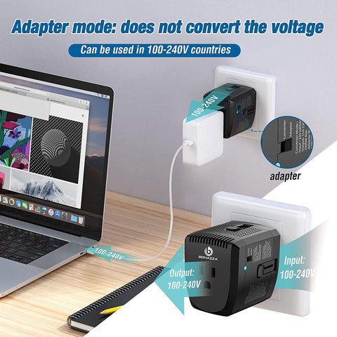 2000W Voltage Converter Step Down 220V to 110V for Electrical Device Like Hair Dryer, Adapter for All Dual Voltage Appliance Like MacBook, Laptop, Plug Adapter US to UK AU Europe Over 150 Countries